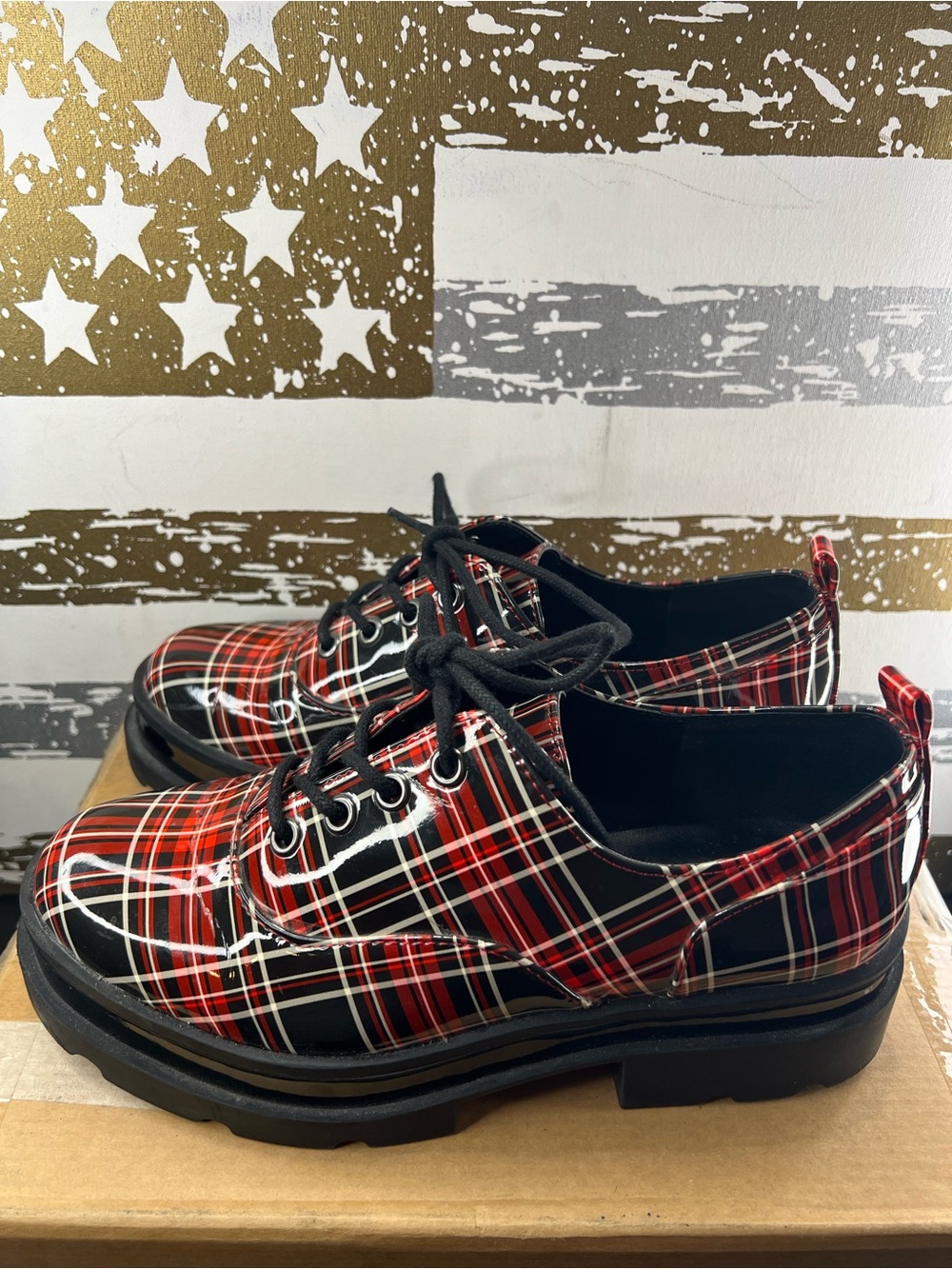Jessica Simpson plaid lug